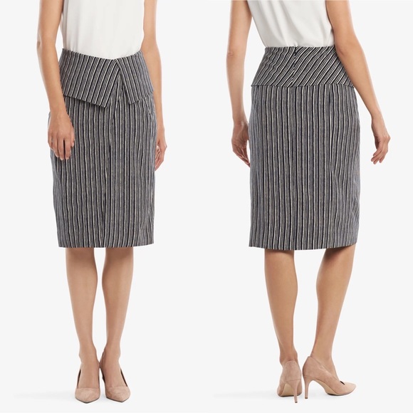 New MM LAFLEUR Montgomery Thick Stripe Pencil Skirt in Navy Blue - Picture 1 of 8